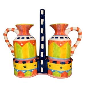 Ganz BELLA CASA Oil Vinegar Cruet with Holder Kitchen Accessories - Whimsical